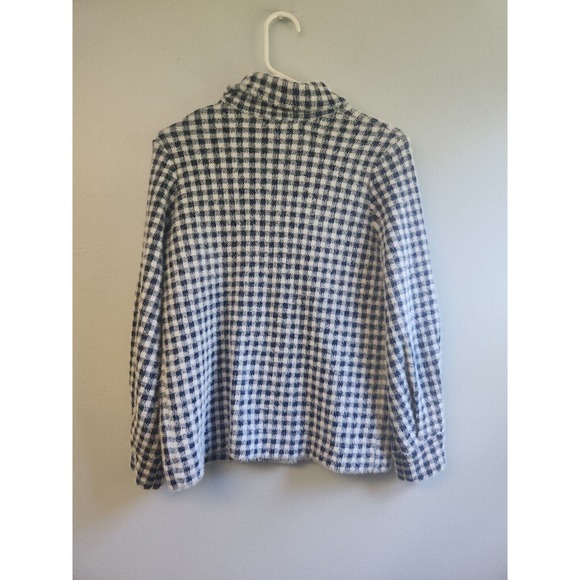 Max‎ studio Women’s Small White Blue Button-down Jacket Very Soft Plush - Picture 7 of 7